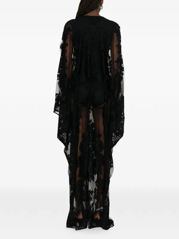 norma kamali black lace dress 80s Norma Kamali Black Lace Gown