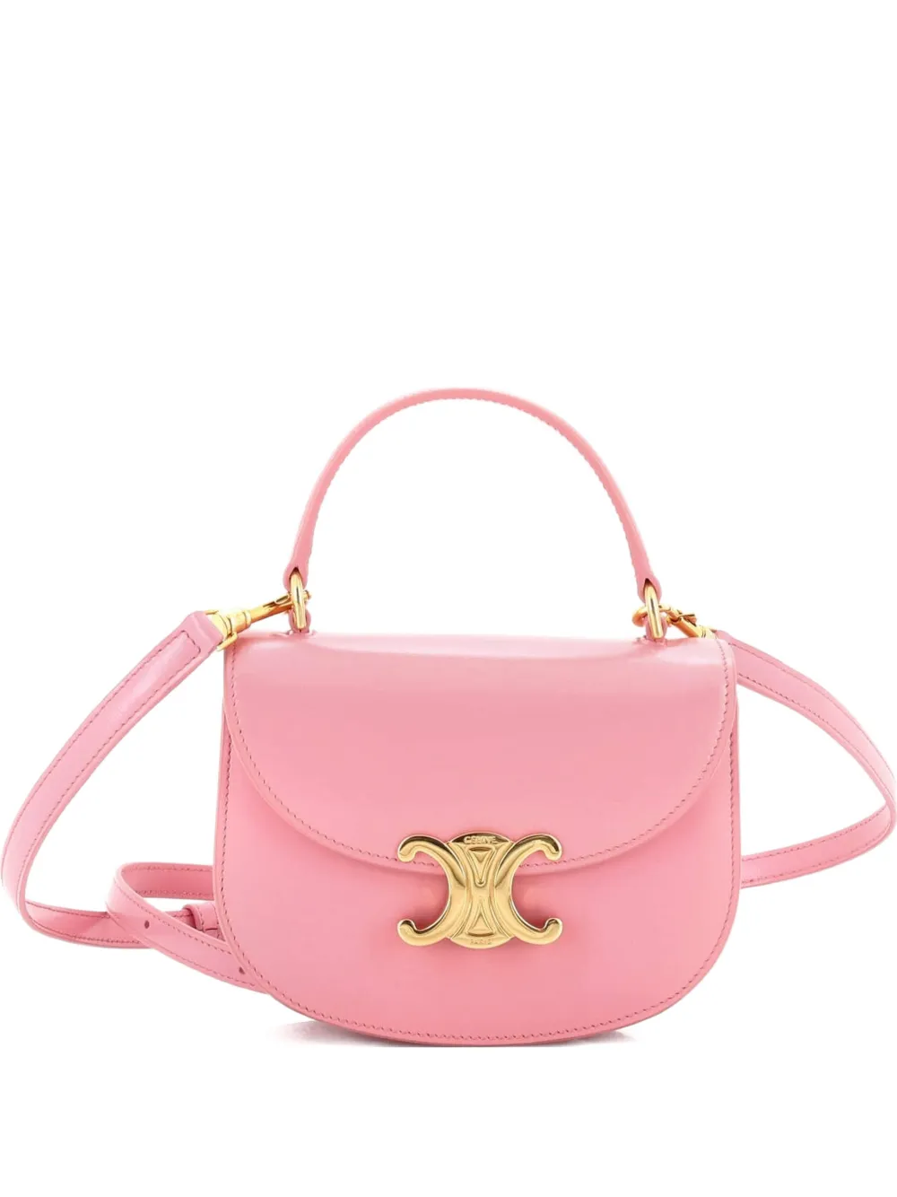 Celine Pre-Owned Triomphe Besace Clea Top Handle Flap Bag Leather Mini satchel - Rosa