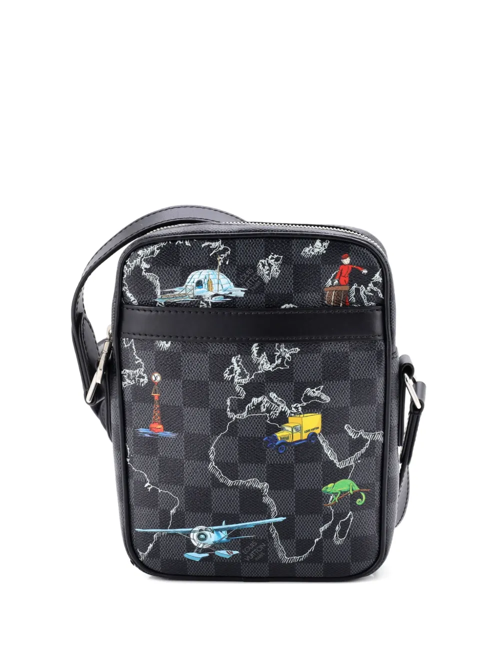 Louis Vuitton Pre-Owned Danube Slim Bag Limited Edition Renaissance Map Damier Graphite PM crossbody bag - Nero