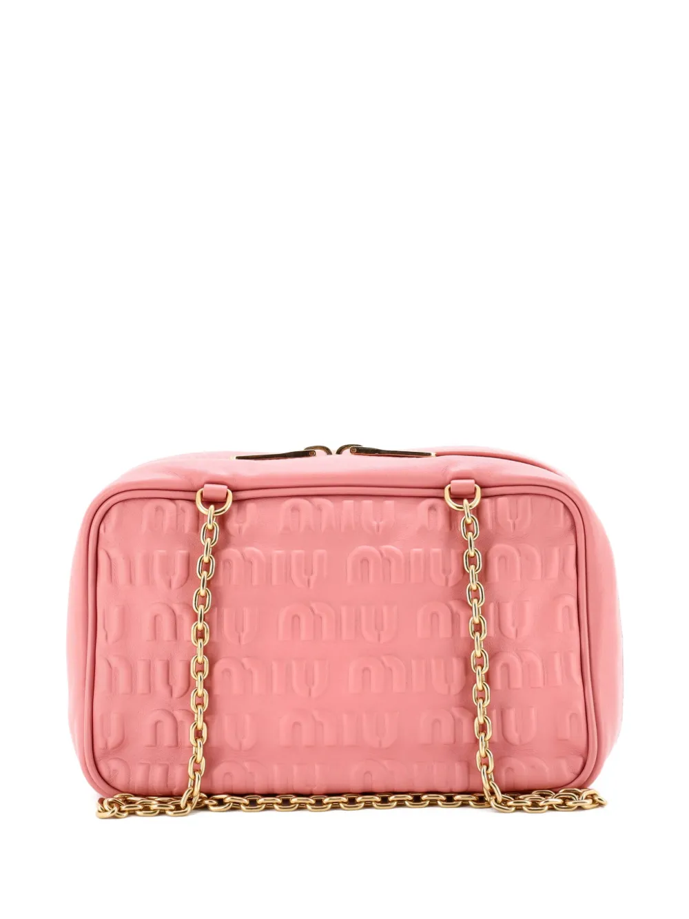 Miu Miu Pre-Owned Softy Chain Camera Bag Logo Embossed Leather Medium shoulder bag - Rosa