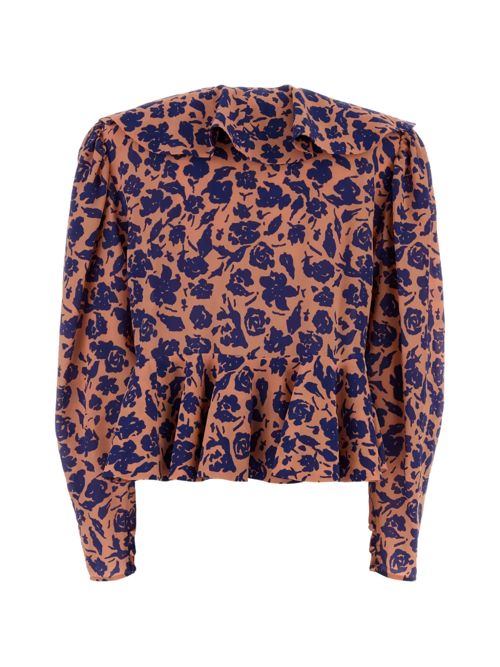 Chloé Crêpe blouse met bloemenprint en ruches Bruin