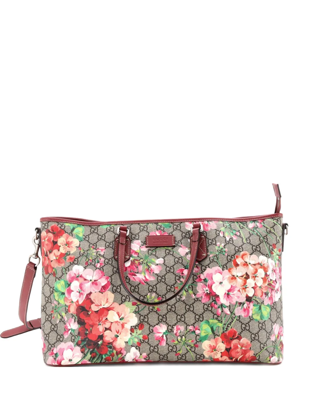 Gucci Pre-Owned Convertible Zip Blooms Print GG Coated Canvas Large tote bag - Marrone