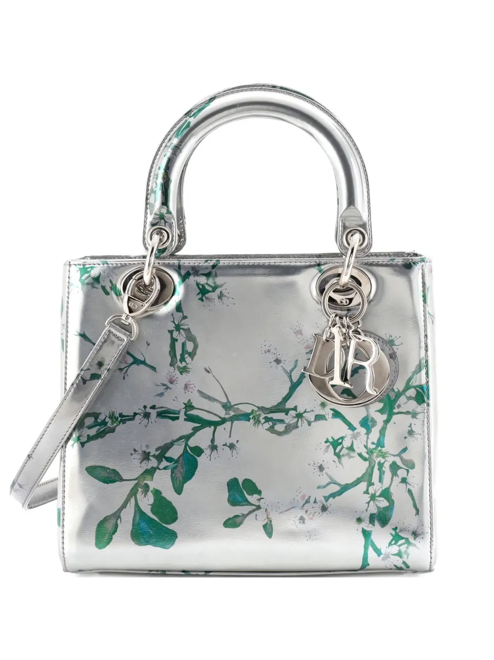 Christian Dior Pre-Owned Lady Dior Bag Floral Print Metallic Leather Medium satchel - Effetto metallizzato