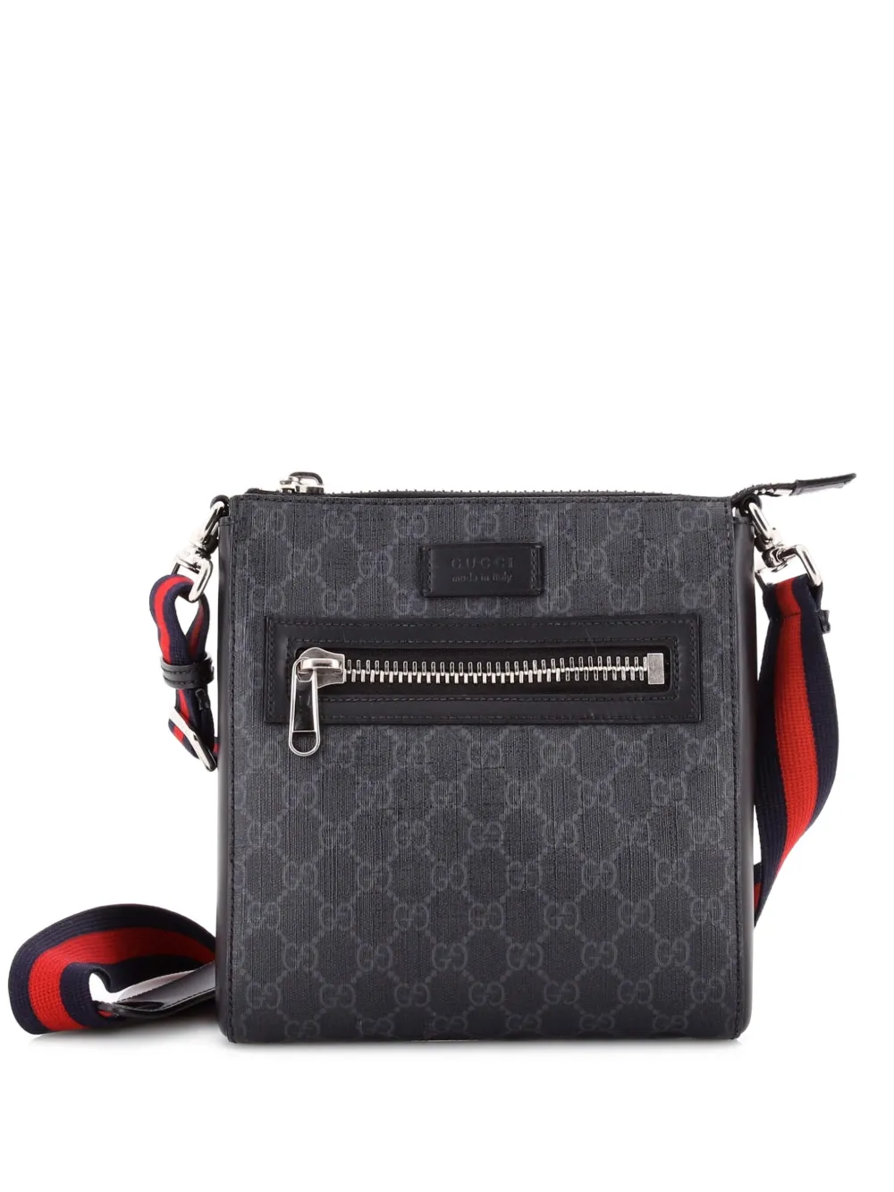 Gucci Pre-Owned Web Strap Front Zip Messenger Bag GG Coated Canvas Small crossbody bag - Schwarz