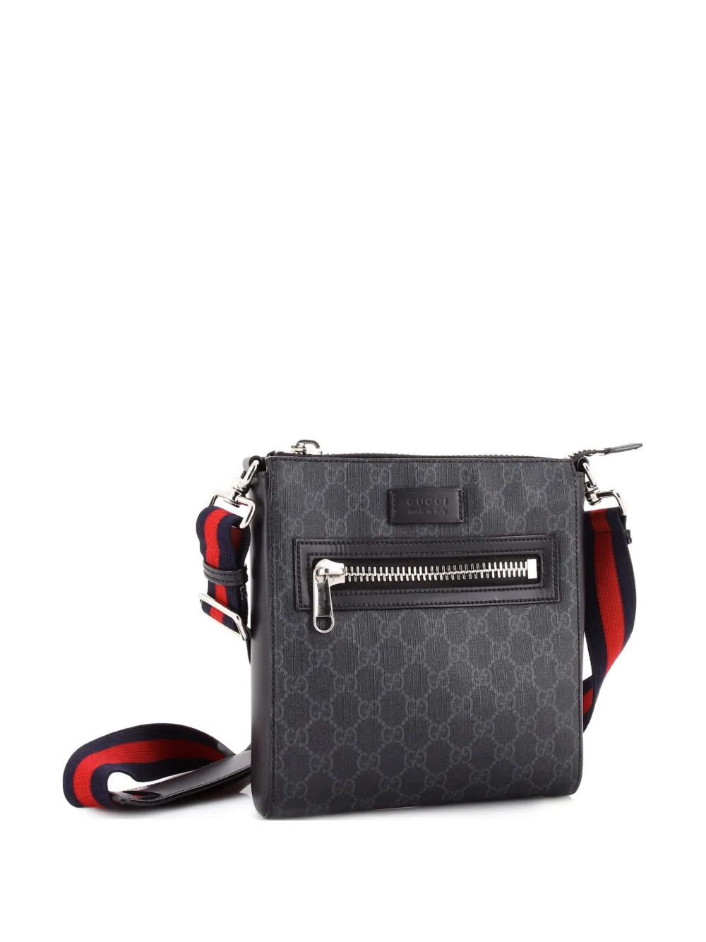 Web Strap Front Zip Messenger Bag Gg Coated Canvas Small Crossbody Bag