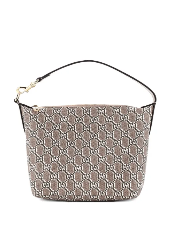 Gucci Pre-owned Ophidia Zip Shoulder Bag GG Shadow Coated Canvas Super Mini Hobo Bag in Neutrals
