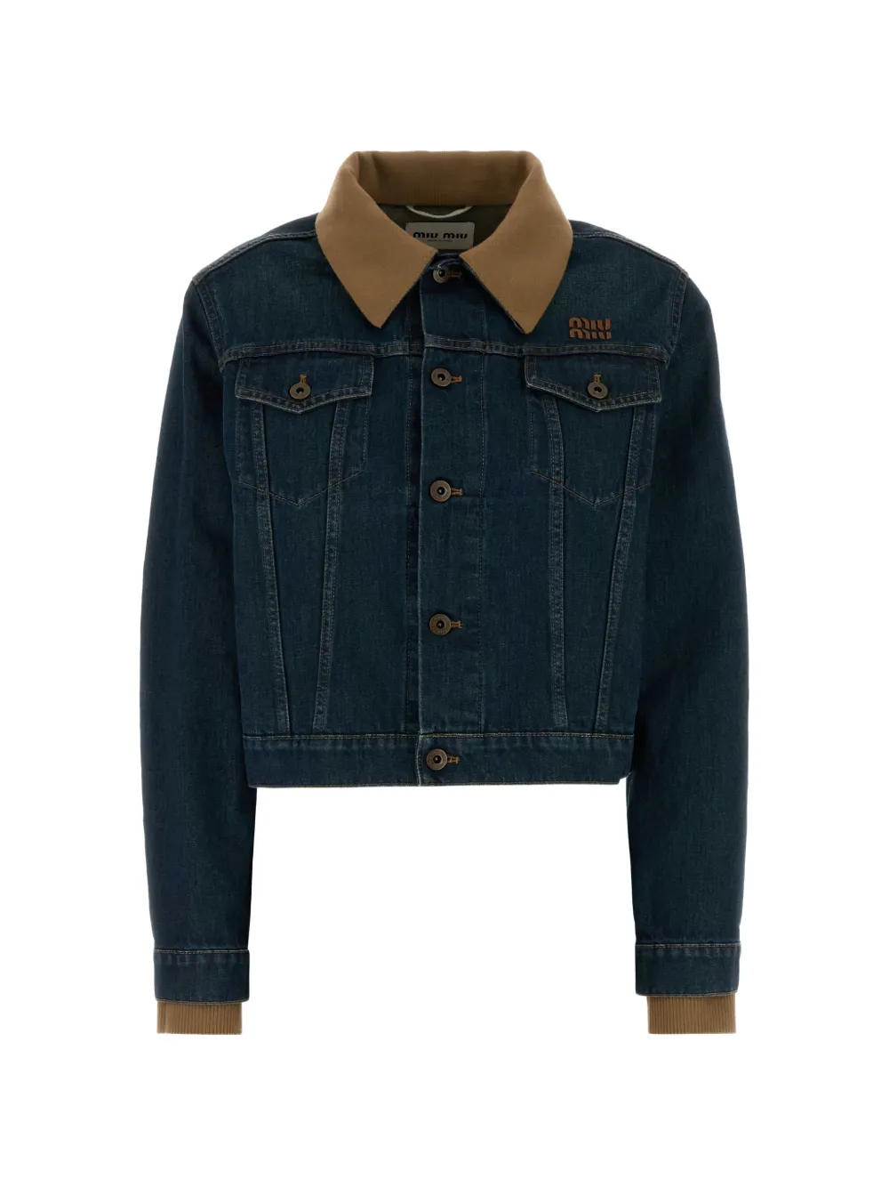 Miu Miu contrast-collar denim jacket - Blu