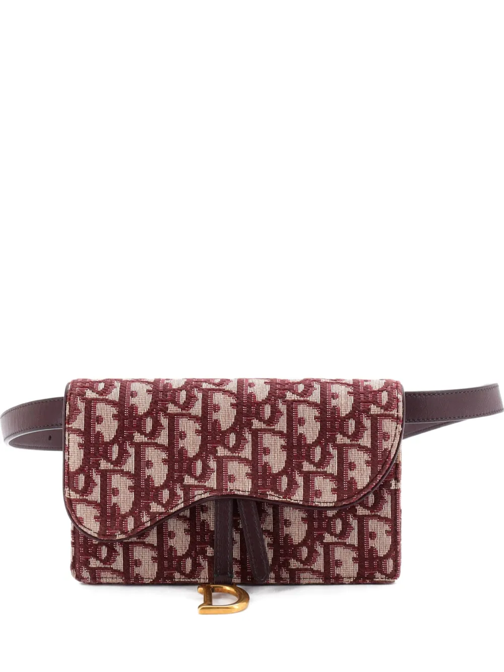 Christian Dior Pre-Owned CD Buckle Saddle Oblique Canvas with Leather belt bag - Rosso