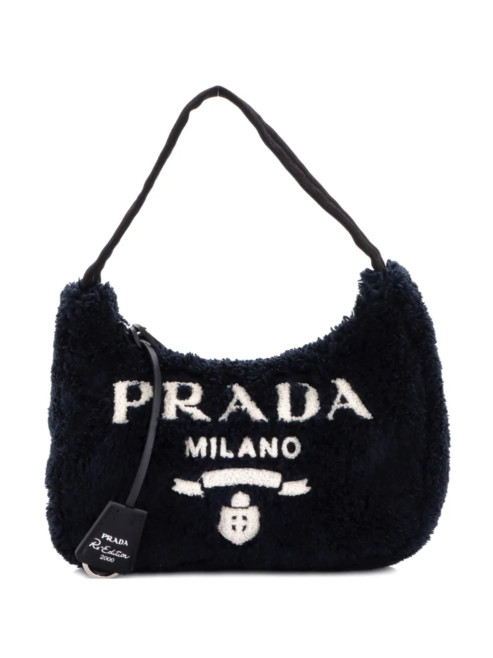 Prada Pre-Owned Re-Edition 2000 Terry Cloth Mini hobo bag - Nero