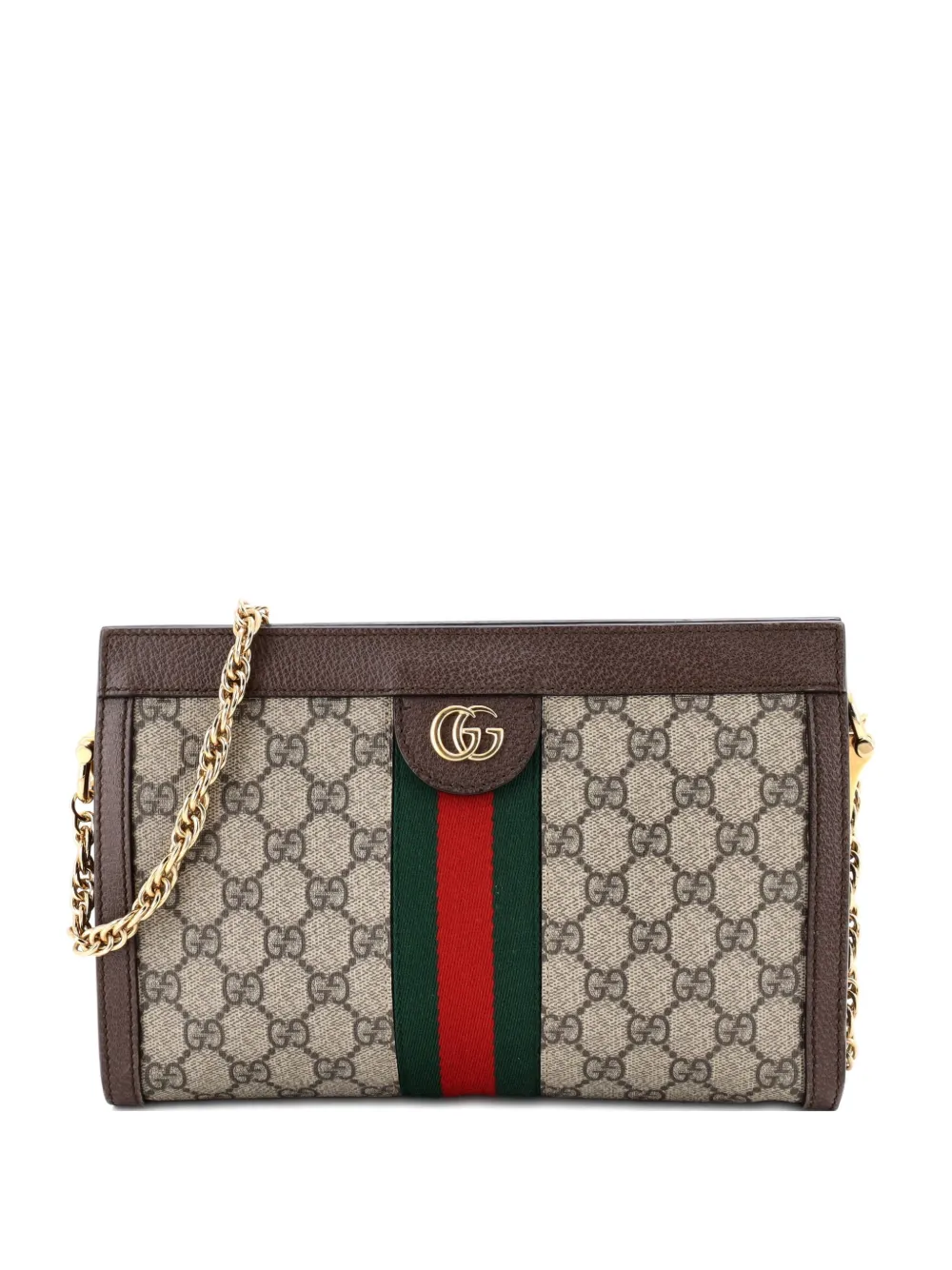 Gucci Pre-Owned Ophidia Chain Shoulder Bag GG Coated Canvas Small crossbody bag - Marrone