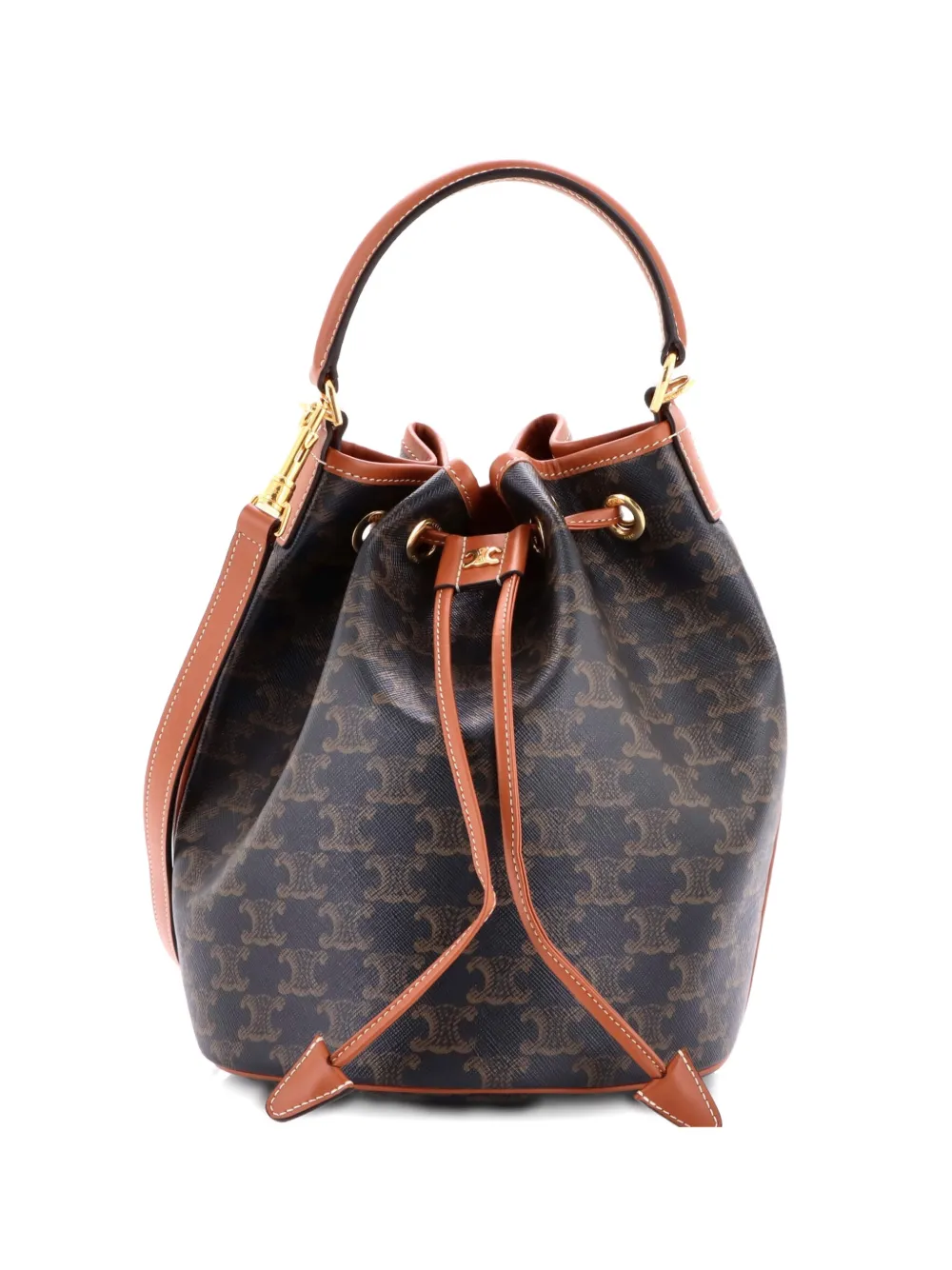 Celine Pre-Owned Clara Triomphe Coated Canvas bucket bag - Marrone