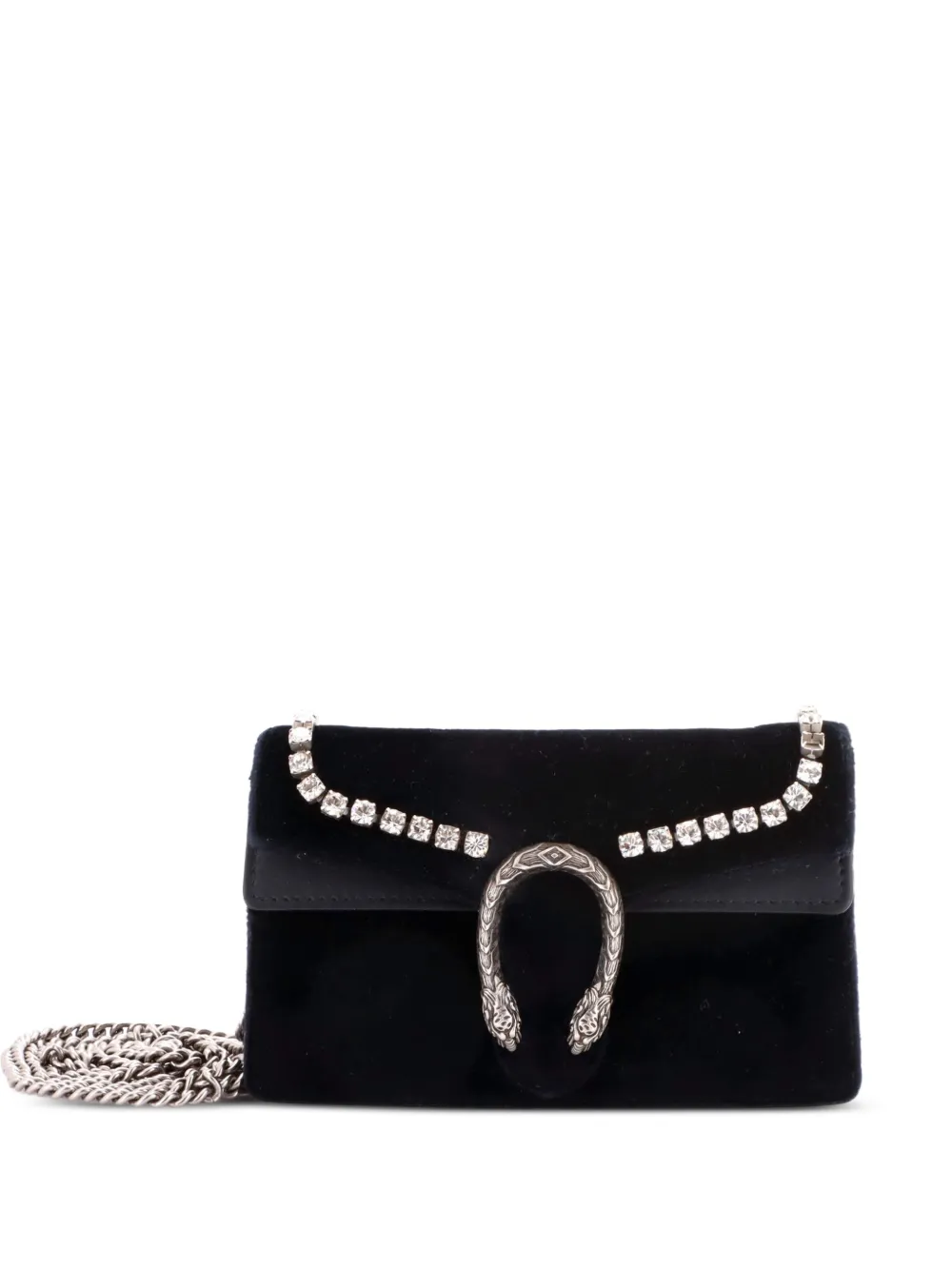 Gucci Pre-Owned Dionysus Bag Crystal Embellished Velvet Super Mini crossbody bag - Nero