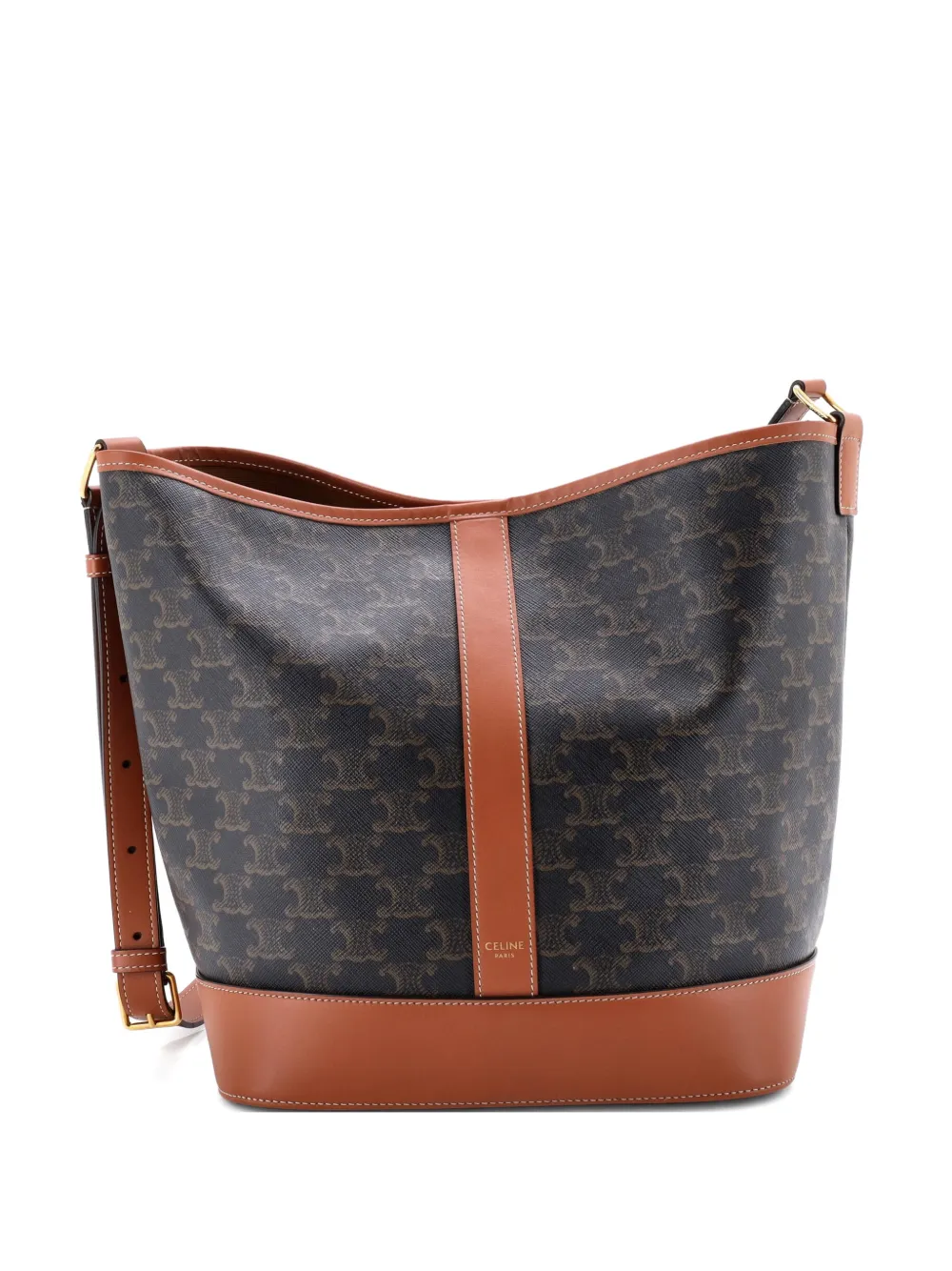 Celine Pre-Owned Triomphe Coated Canvas Medium bucket bag - Marrone