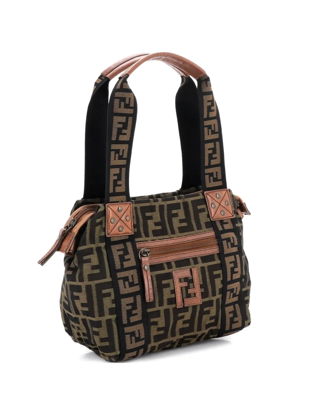 Fendi Pre-Owned Vintage FF Zip Zucca Canvas Small tote bag - Marrone