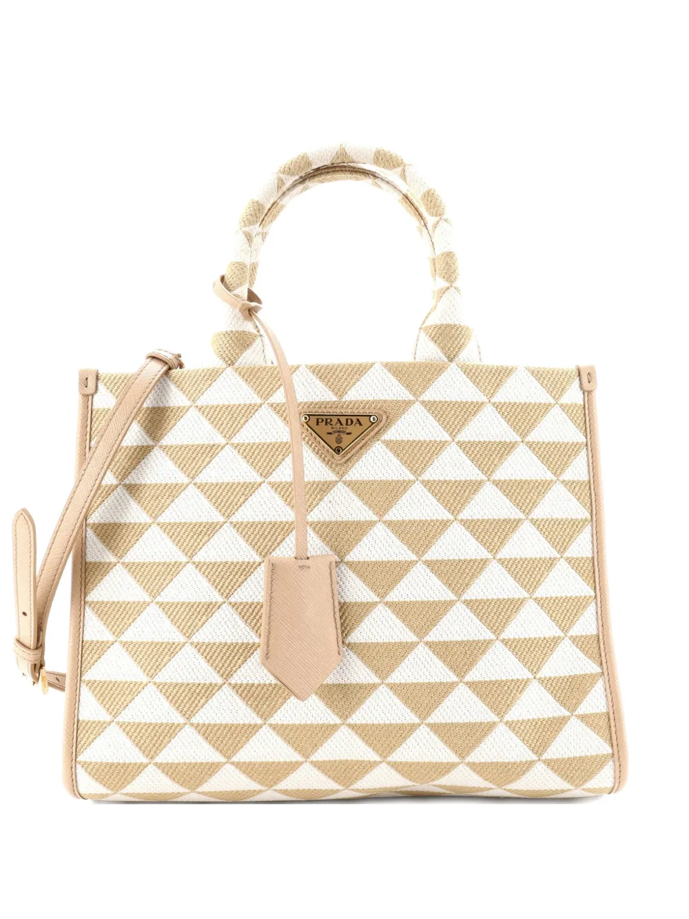 Prada Pre-Owned Symbole Shopper Jacquard Small tote bag - Toni neutri