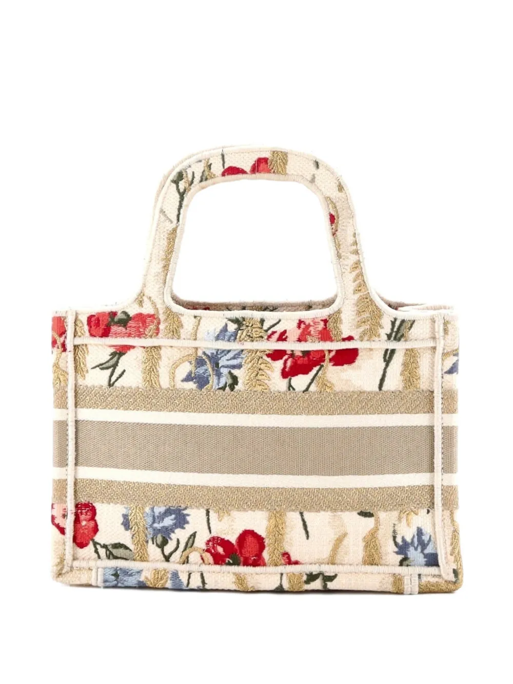  Christian Dior Pre-owned Book Embroidered Canvas Mini Tote Bag - Metallic 