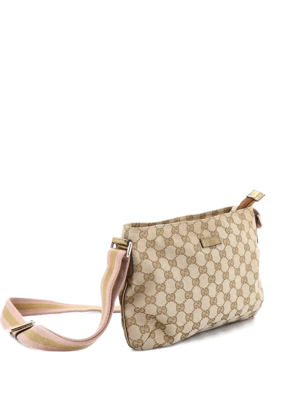 Gucci Pre-Owned Web Strap Messenger Bag GG Canvas Small crossbody bag - Marrone