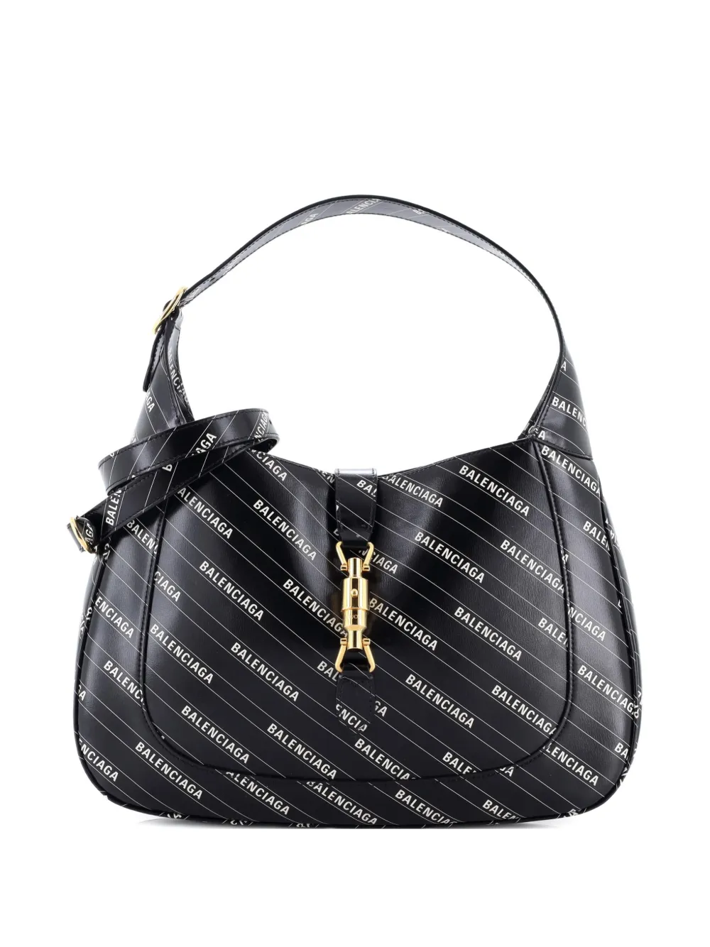 Gucci Pre-Owned x Balenciaga The Hacker Project Jackie 1961 Printed Leather Medium hobo bag - Nero