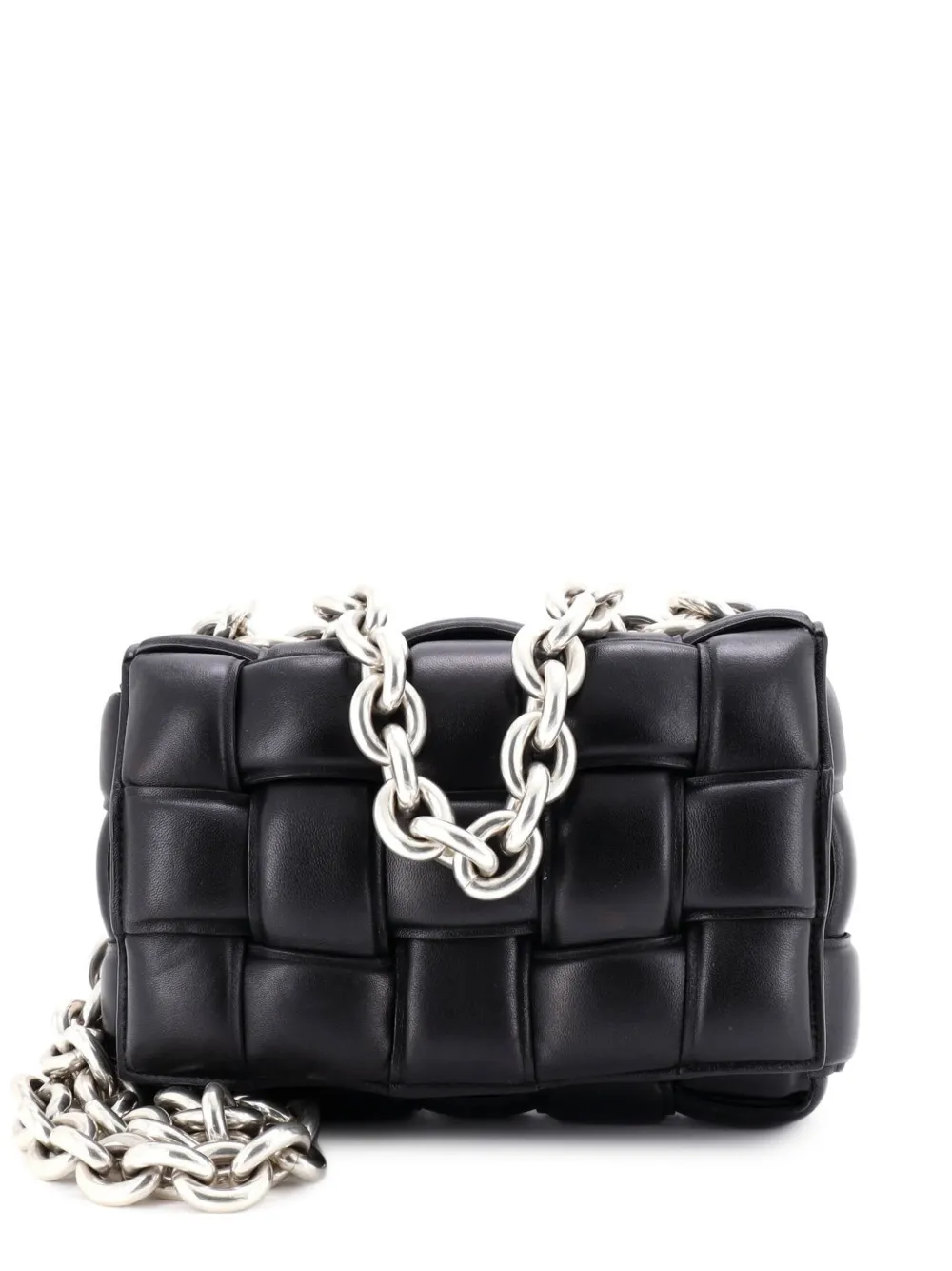 Bottega Veneta Pre-Owned Cassette Chain Padded Maxi Intrecciato Leather crossbody bag - Nero