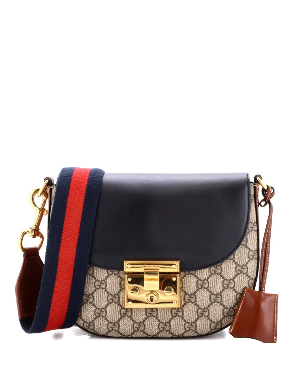 Gucci Pre-Owned Padlock Saddle Shoulder Bag GG Coated Canvas and Leather Medium crossbody bag - Marrone