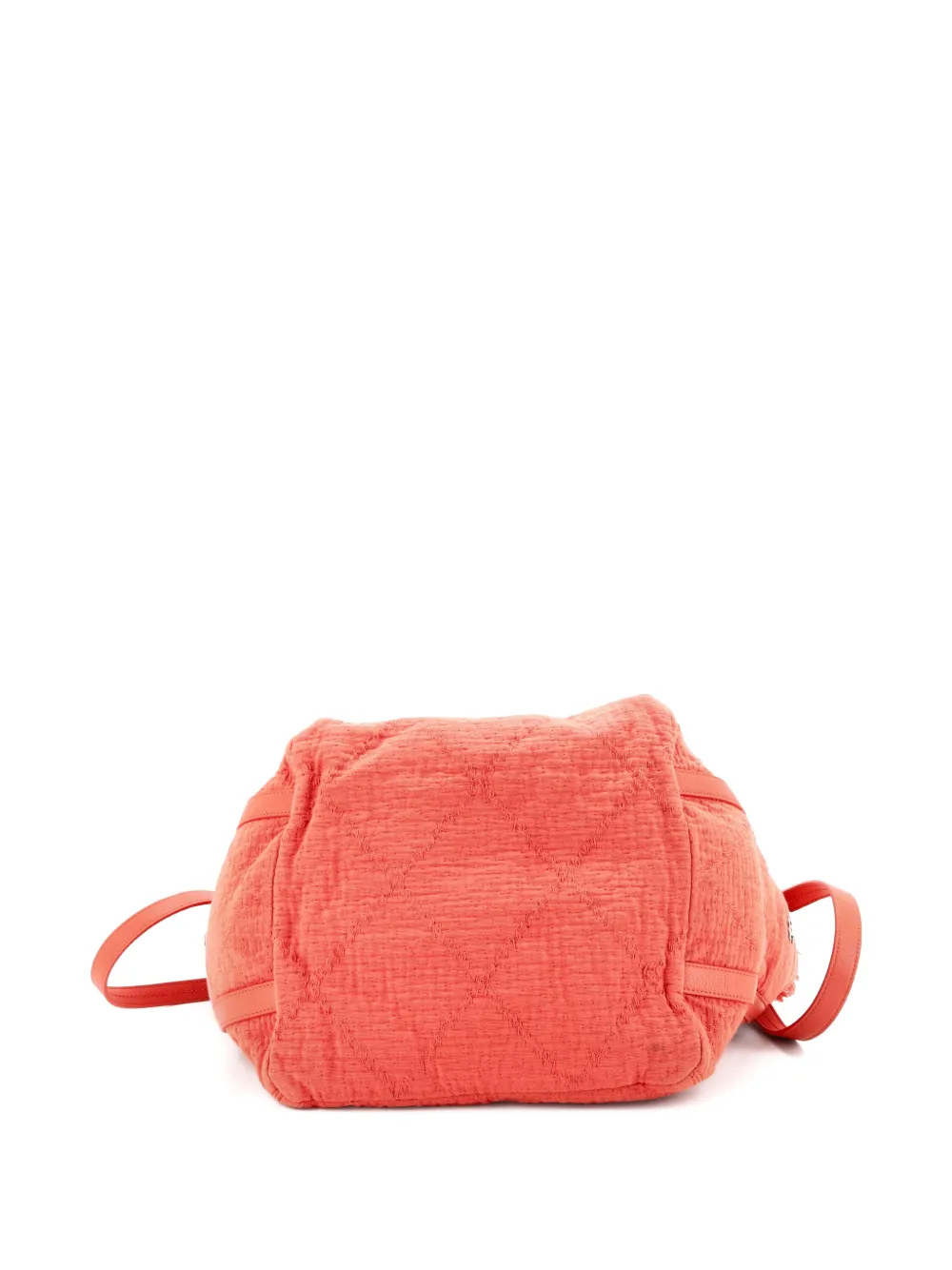 Pre-owned Chanel Double Face Deauville Fringe Quilted Canvas Small Tote Bag In Orange