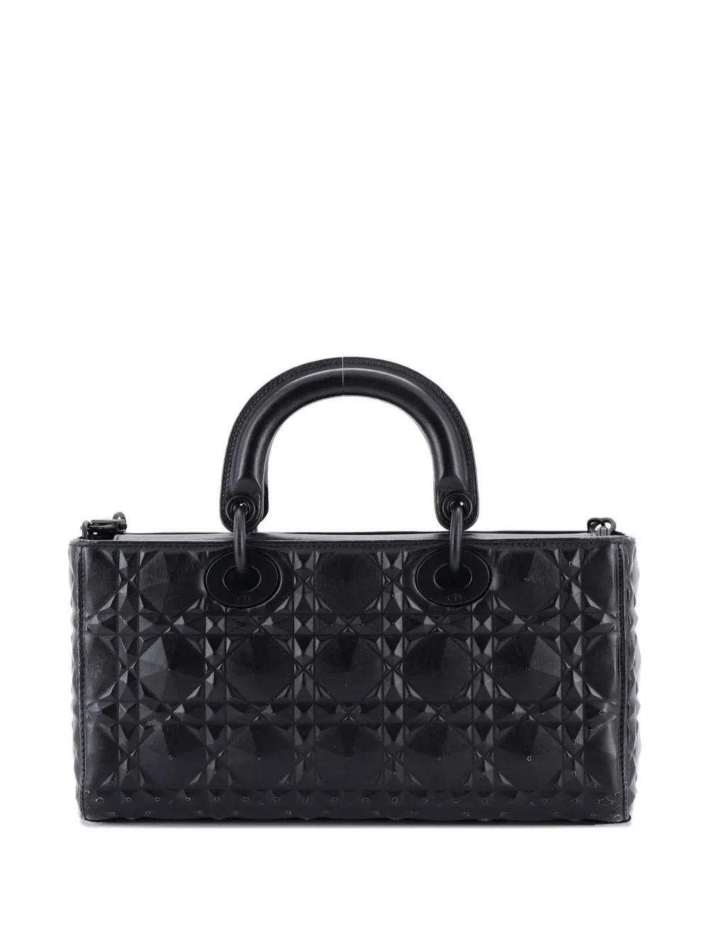  Christian Dior Pre-owned Ultra Matte Lady D-joy Bag Diamond Motif Cannage Calfskin Medium Satchel - Black 