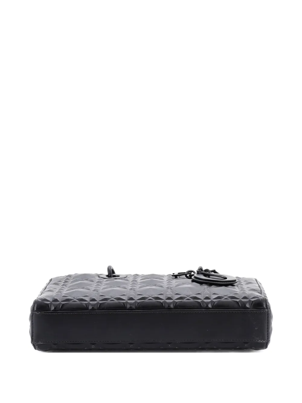  Christian Dior Pre-owned Ultra Matte Lady D-joy Bag Diamond Motif Cannage Calfskin Medium Satchel - Black 