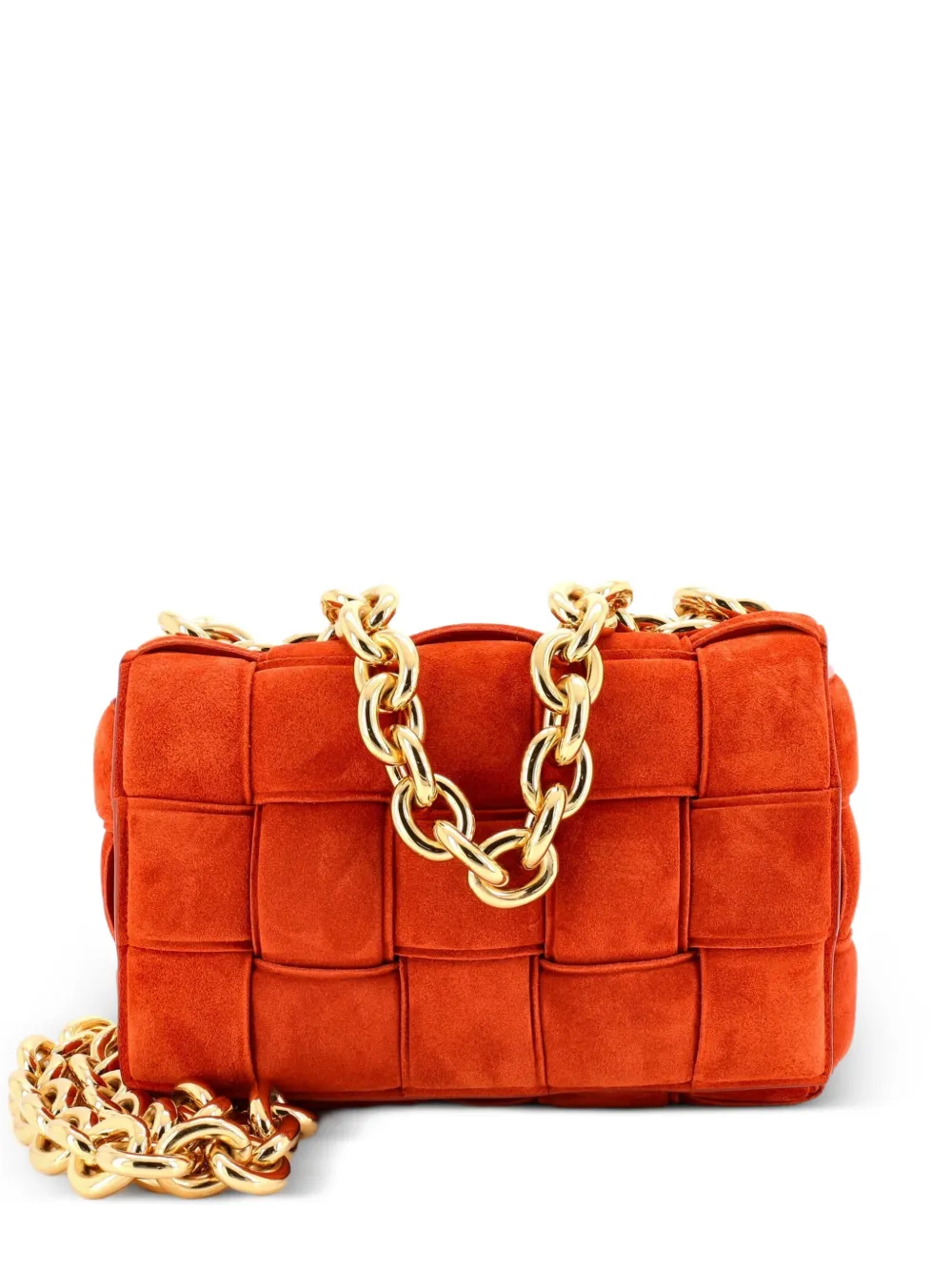 Bottega Veneta Pre-Owned Cassette Chain Padded Maxi Intrecciato Suede crossbody bag - Arancione