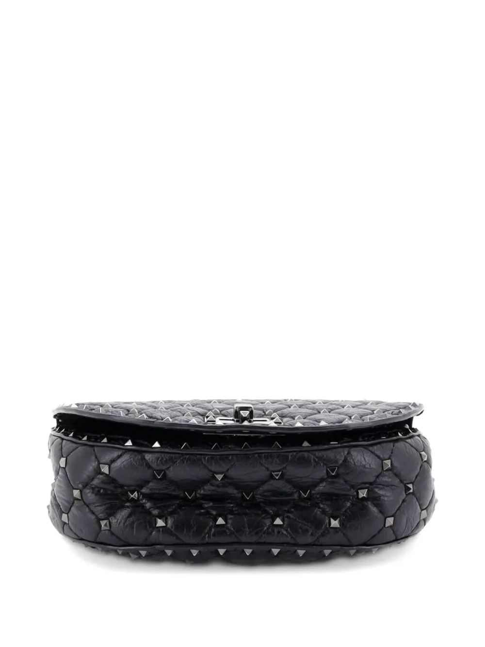 Rockstud Spike Saddle Chain Quilted Leather Medium Crossbody Bag