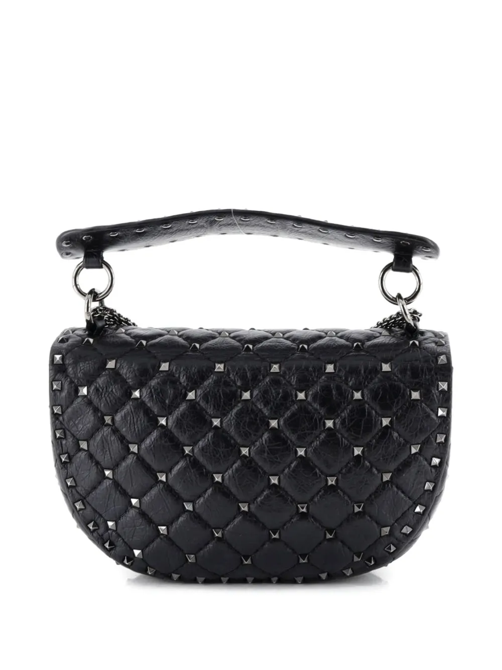 Rockstud Spike Saddle Chain Quilted Leather Medium Crossbody Bag