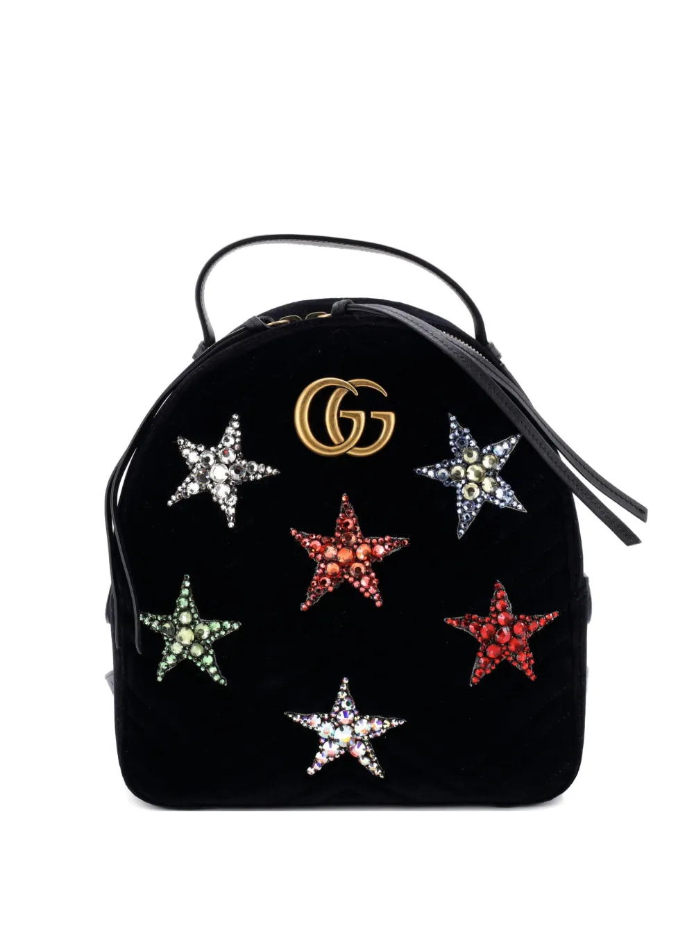 Gucci Pre-Owned GG Marmont Embellished Matelasse Velvet Small backpack - Nero