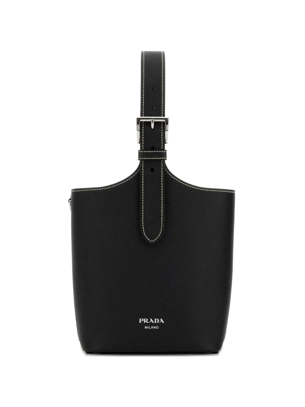 Prada buckle leather bucket bag - Nero