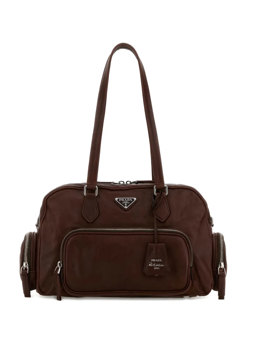 Prada zip leather shoulder bag - Marrone