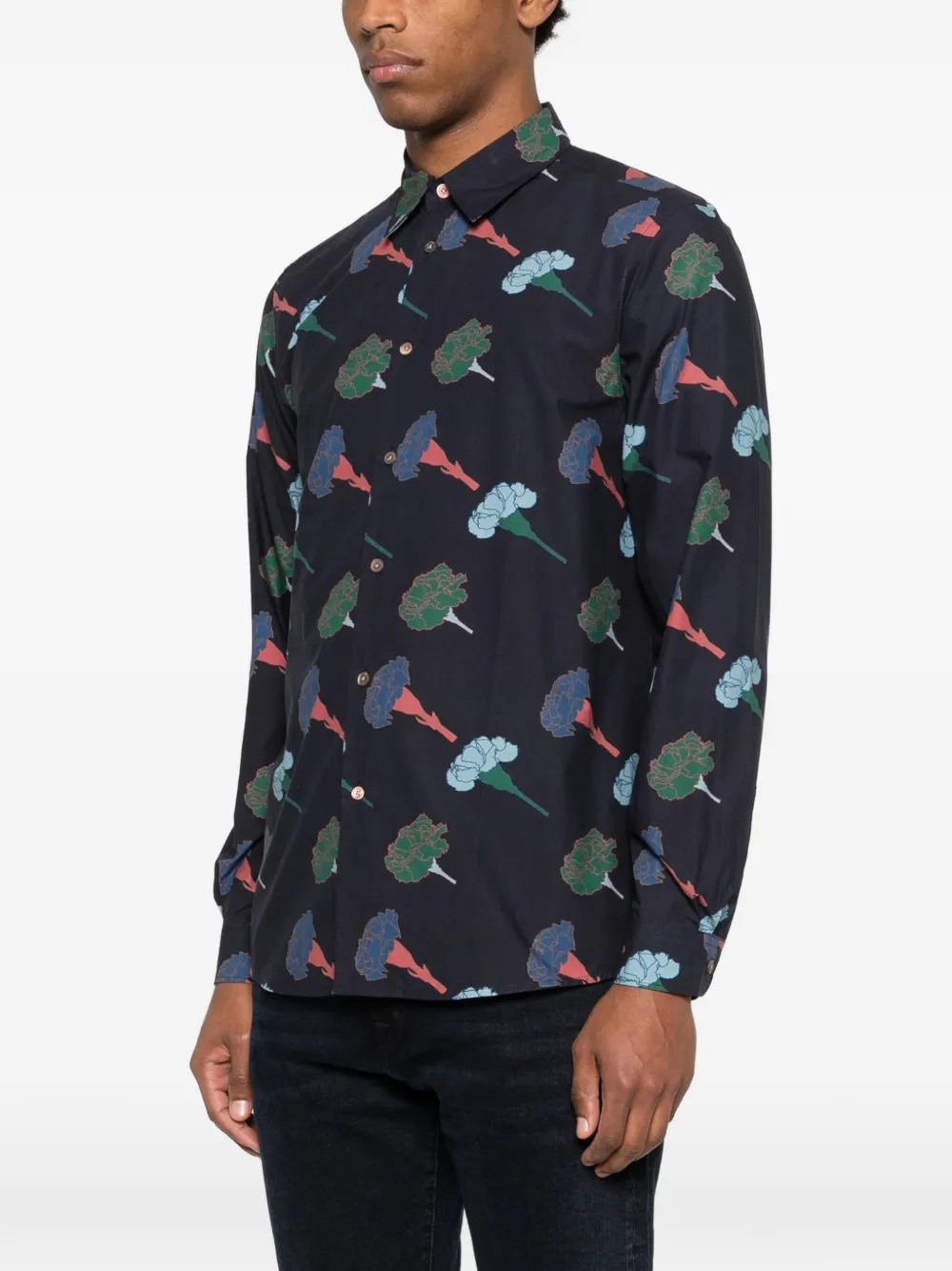PS Paul Smith Overhemd met bloemenprint Blauw