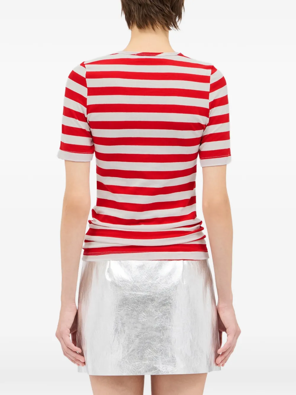 MSGM Gestreepte top met korte mouwen Rood