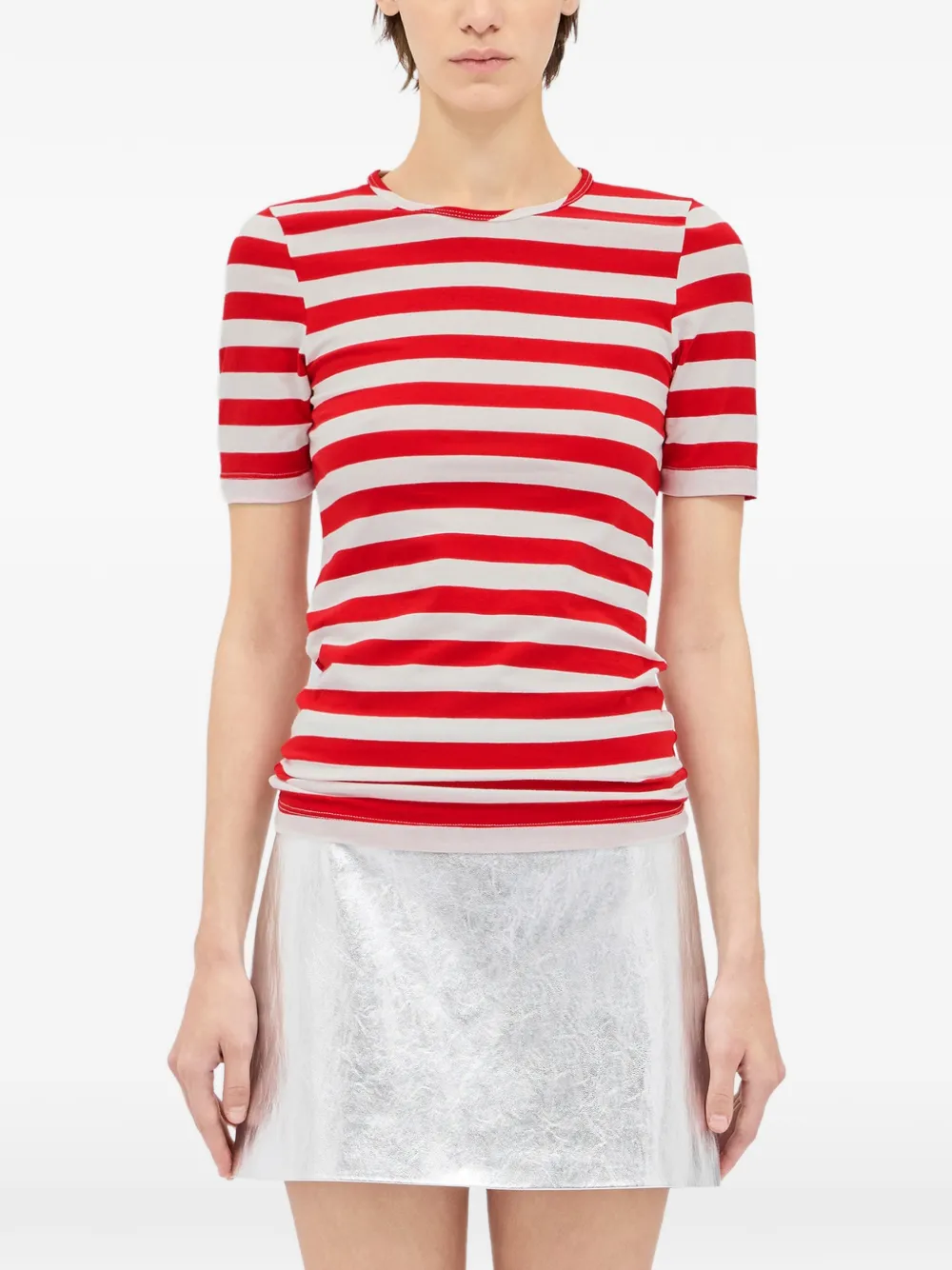 MSGM Gestreepte top met korte mouwen Rood