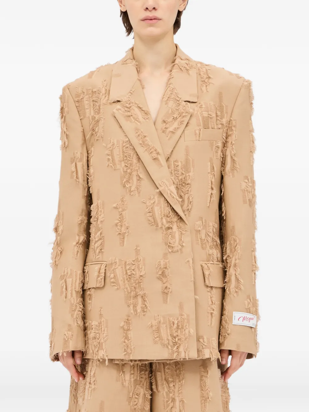MSGM Gerafelde blazer met ruches Beige