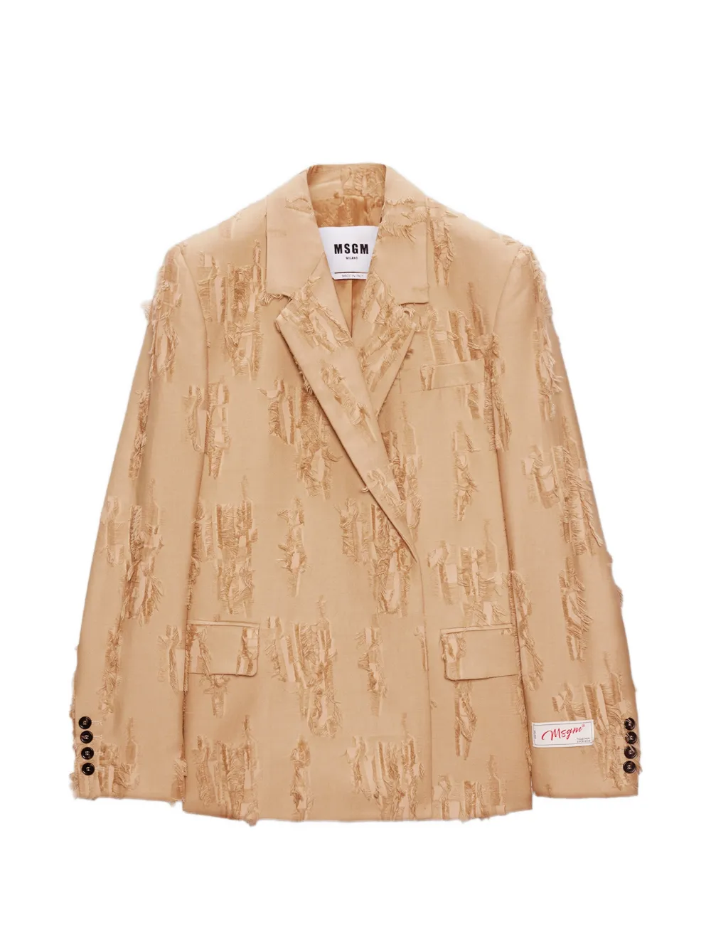 Msgm Ruffled Raw-cut Blazer In Brown