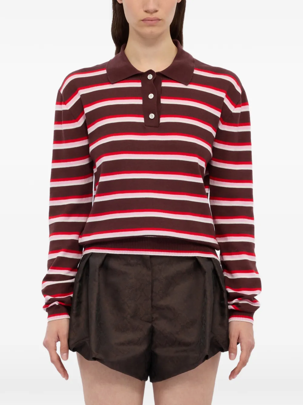  Msgm Striped Polo Knitwear - Brown 