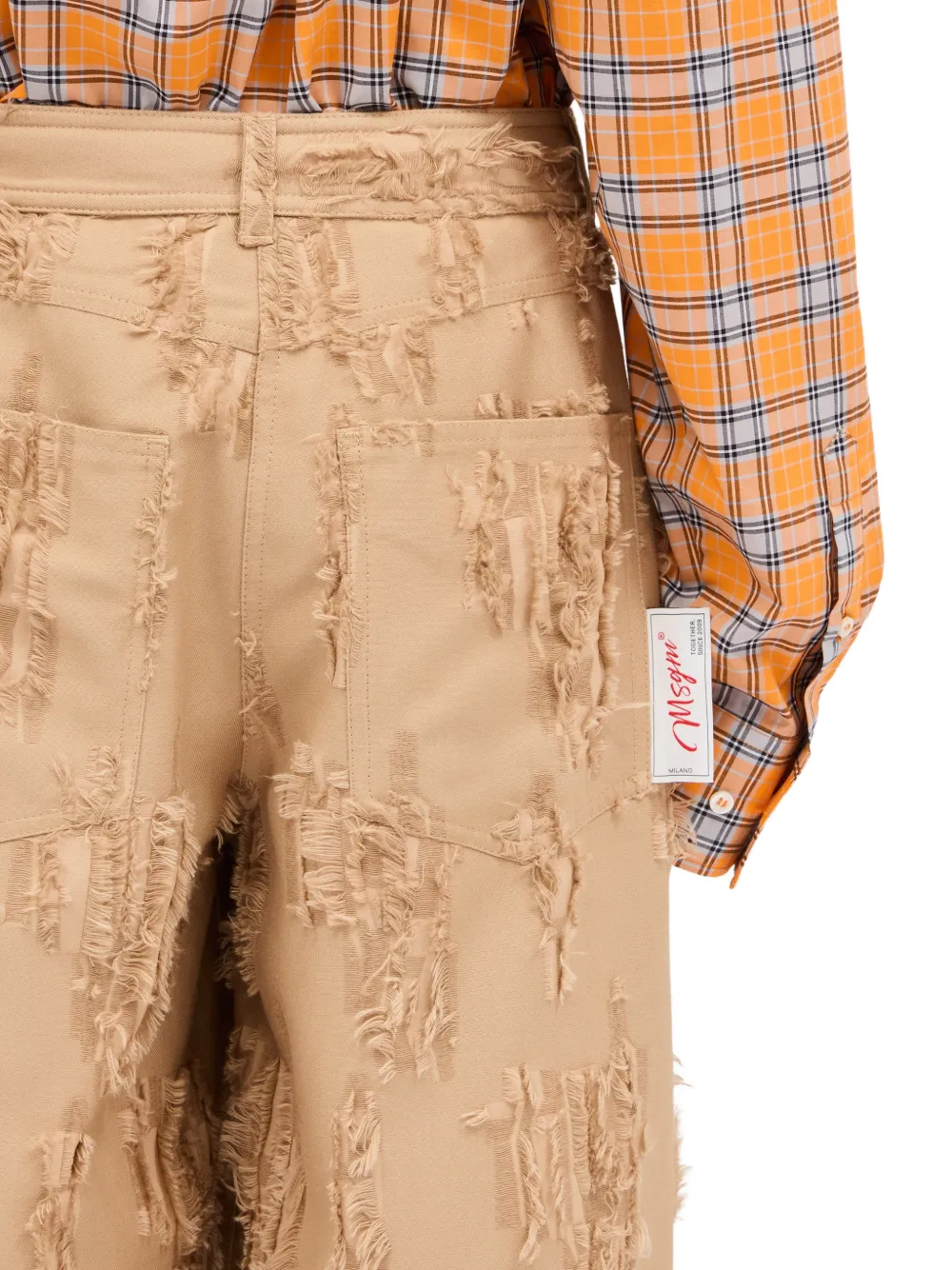 MSGM Gerafelde broek Beige