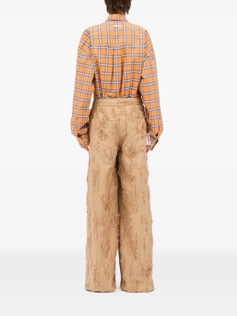 MSGM Gerafelde broek Beige