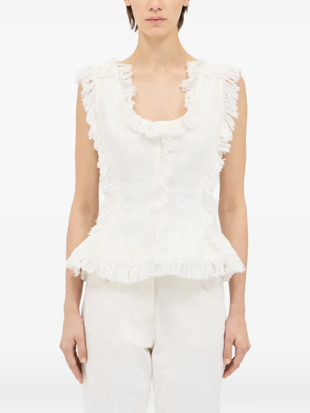  Msgm Ruffled Fringed Blouse - White 
