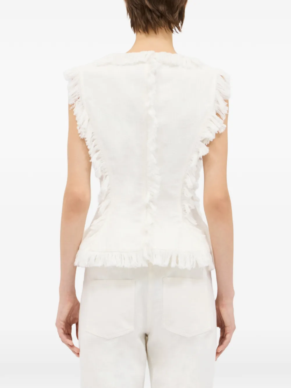 MSGM Blouse met franje en ruches Wit