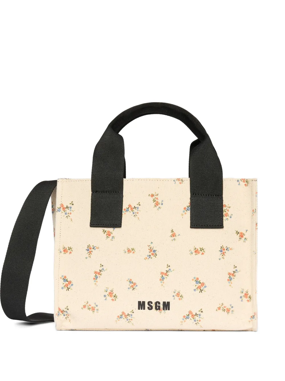 Msgm Floral-print Tote Bag In Brown