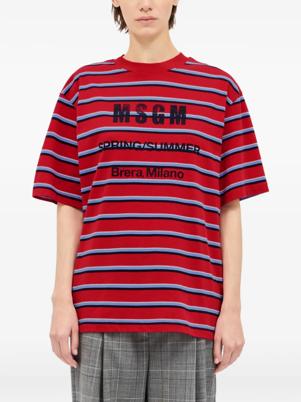 MSGM Gestreept T-shirt Rood