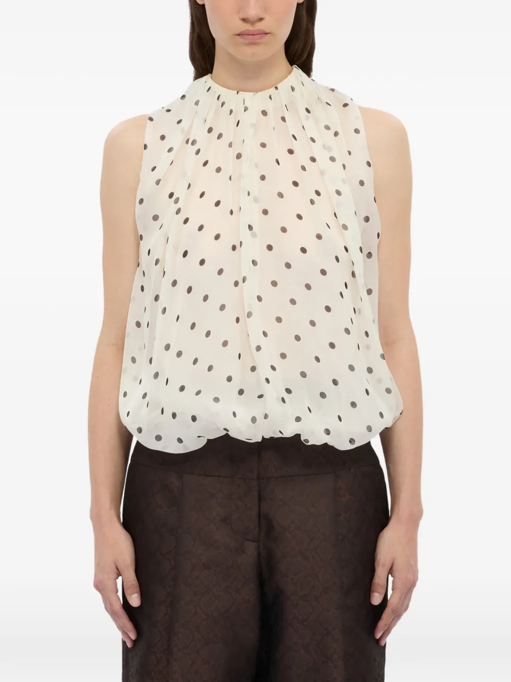  Msgm Polka Dot Sleeveless Blouse - Neutrals 