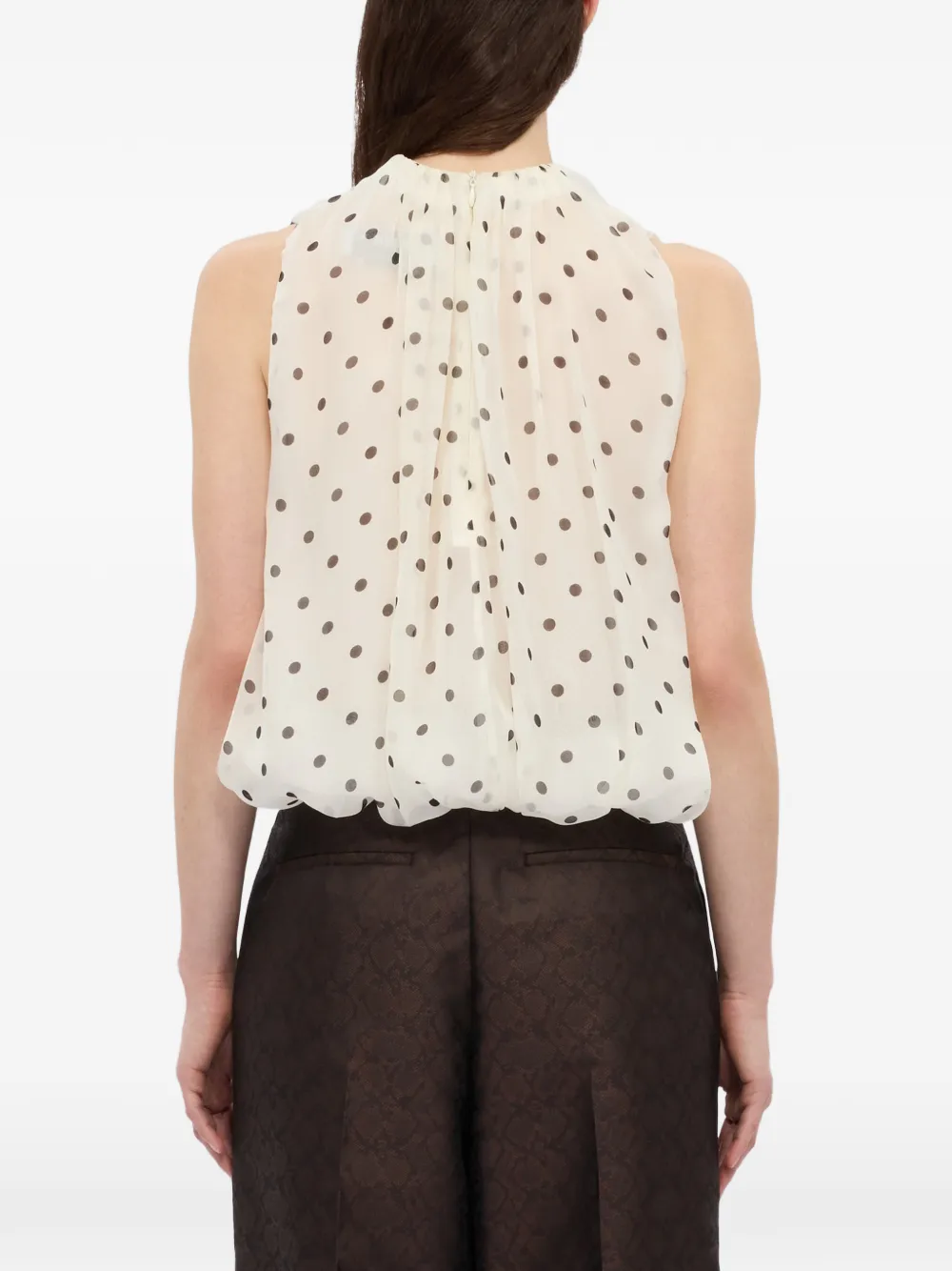 MSGM Mouwloze blouse met stippen Beige