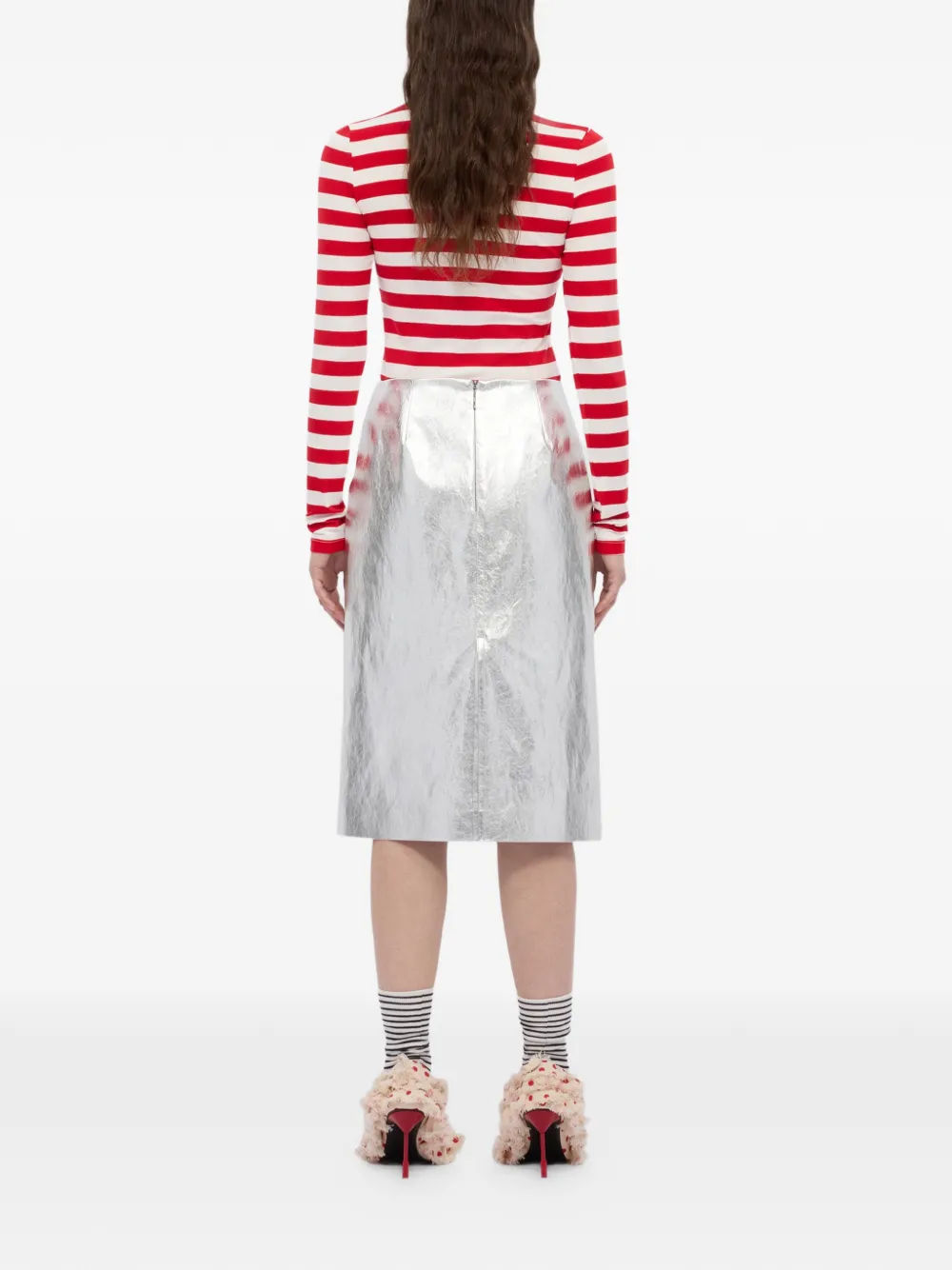  Msgm Textured Skirt - Silver 