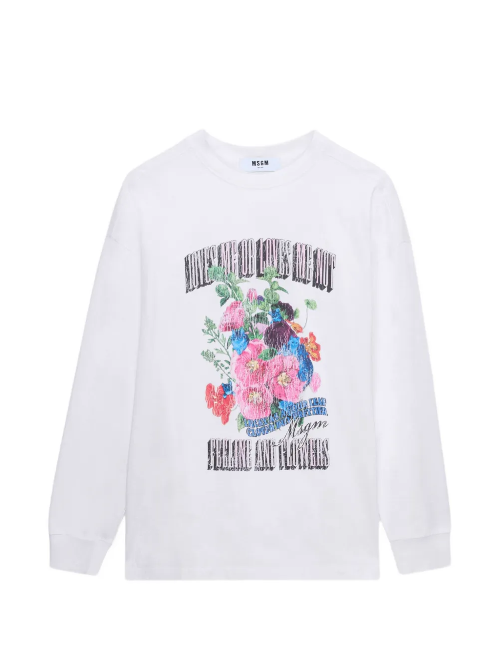 MSGM floral print long sleeve T-shirt - Bianco