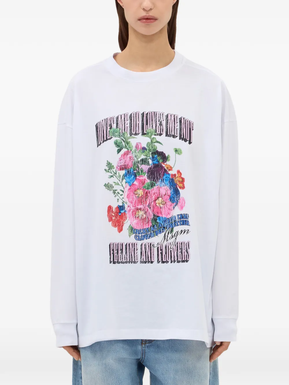  Msgm Floral Print Long Sleeve T-shirt - White 